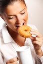 Young businesswoman having breakfast Royalty Free Stock Photo