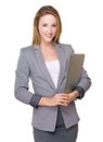 Young Businesswoman hold with laptop computer