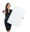 Young businesswoman holding at blank card in her hand Royalty Free Stock Photo