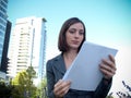 Young businesswoman holding documents Royalty Free Stock Photo