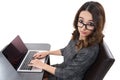 Young businesswoman looking above glasses Royalty Free Stock Photo