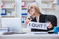 The young businesswoman with message in the office