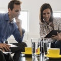 Business people having a meeting at office coffee table Royalty Free Stock Photo