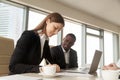 Young businesswoman signing contract, putting signature on agree Royalty Free Stock Photo