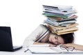 Young businesswoman sleeping with paperwork Royalty Free Stock Photo