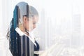 Young Businesswoman Smiling Over City Background Royalty Free Stock Photo