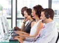 Young businesswoman working in a call center Royalty Free Stock Photo