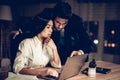 Young Businesswoman Working in Office at Night Royalty Free Stock Photo