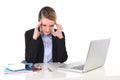Young businesswoman working in stress at office computer frustrated Royalty Free Stock Photo