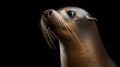 Young California Sea Lion, Zalophus californianus, portrait against dark background. generative ai Royalty Free Stock Photo