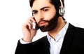 Young call center man talking to customer. Royalty Free Stock Photo
