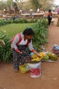 Young Cambodian woman sells fruit Royalty Free Stock Photo