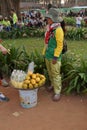 Young Cambodian woman sells fruit