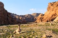 Young camel lying on the ground in the desert nearby Petra in Jo Royalty Free Stock Photo