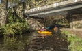 Young canoeist having problems