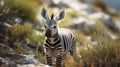 A young Cape mountain zebra Generative AI