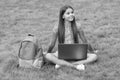 Young and carefree. Start up. child playing computer game. back to school. education online. knowledge day. kid learning Royalty Free Stock Photo