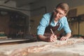 Young carpenter at work Royalty Free Stock Photo