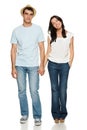Young casual couple standing