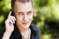 Young casual man on phone Royalty Free Stock Photo