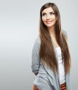 Young casual woman style over white background. s Royalty Free Stock Photo