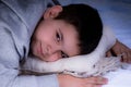 Young Caucasian Boy Lying On A Pillow Royalty Free Stock Photo