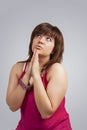 Young Caucasian Brunette Female with Hands Praying Royalty Free Stock Photo