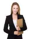 Young caucasian Businesswoman hold with clipboard Royalty Free Stock Photo