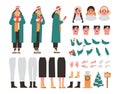 Young caucasian caroler constructor set. Woman wearing different Royalty Free Stock Photo