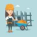 Young caucasian female builder giving thumb up. Royalty Free Stock Photo