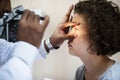 Young Caucasian girl getting an eye examination