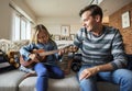 Young Caucasian girl playing ukulele Royalty Free Stock Photo