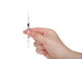 Hand holding syringe with 10 units of insulin, isolated Royalty Free Stock Photo