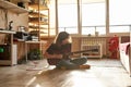 Young caucasian male play electric guitar at home Royalty Free Stock Photo