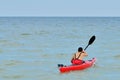 Young caucasian man kayaking Royalty Free Stock Photo