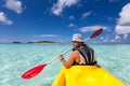 Young caucasian man kayaking Royalty Free Stock Photo