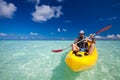 Young caucasian man kayaking Royalty Free Stock Photo