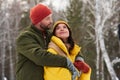 Lovey-dovey Couple On Winter Day Royalty Free Stock Photo