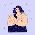 Young caucasian overweight woman gesturing Break The Bias