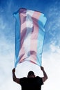 Young person with a transgender pride flag Royalty Free Stock Photo