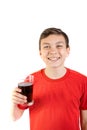 Young caucasian teenage boy drinking cola Royalty Free Stock Photo