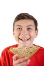 Young caucasian teenage boy with a sandwich Royalty Free Stock Photo