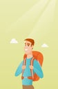 Young caucasian traveler man with a backpack. Royalty Free Stock Photo