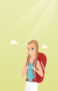 Young caucasian traveler woman with a backpack. Royalty Free Stock Photo