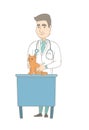 Young caucasian veterinarian examining cat. Royalty Free Stock Photo