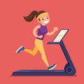 Young caucasian white woman running on treadmill. Royalty Free Stock Photo