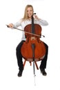 Young cellist playing