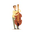 Young cellist playing cello vector Illustration