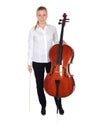 Young cellist standing