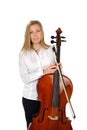 Young cellist standing